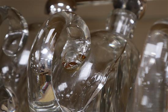 A Baccarat three decanter tantalus length 35cm
